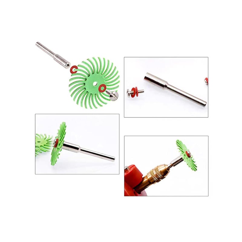 WEXWE Tools 48pcs 1 Inch Radial Bristle Disc Kit with 3mm Shank for Rotary Tools,Detail Abrasive Wheel for Jewelry Wood Metal Polishing, Bristle Wheel with Grit 50-1000 - Image 3